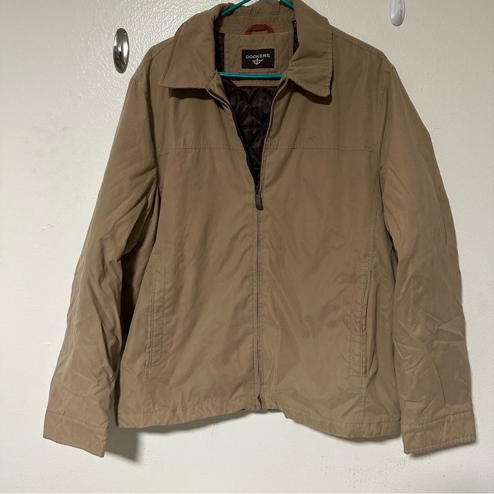 Dockers XL Tan Collared Jacket Used Good Shape